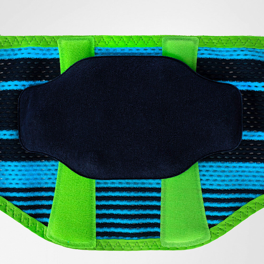 Rückenbandage rivera Detail Powerdot Activation Innenansicht der Rückenbandage für den Sport mit Blick auf die Pelotte