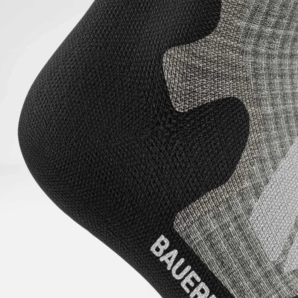 Merino-Wandersocken hellgrau Detail Heel Protection Detailansicht der Ferse der Merino-Wandersocken in hellgrau