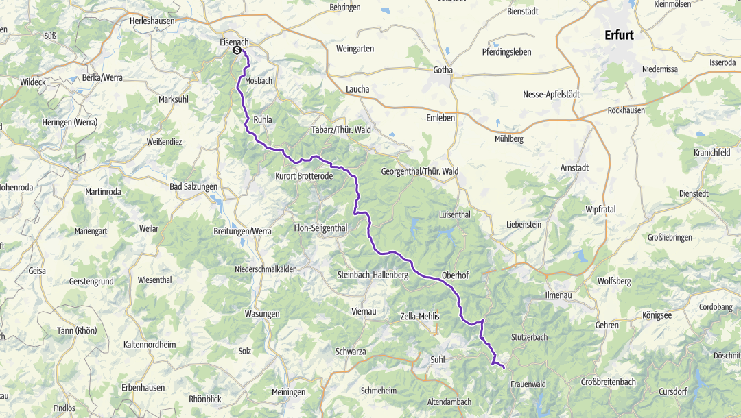 Rennsteiglauf Strecke Skizzierung der Strecke des Rennsteiglaufs
