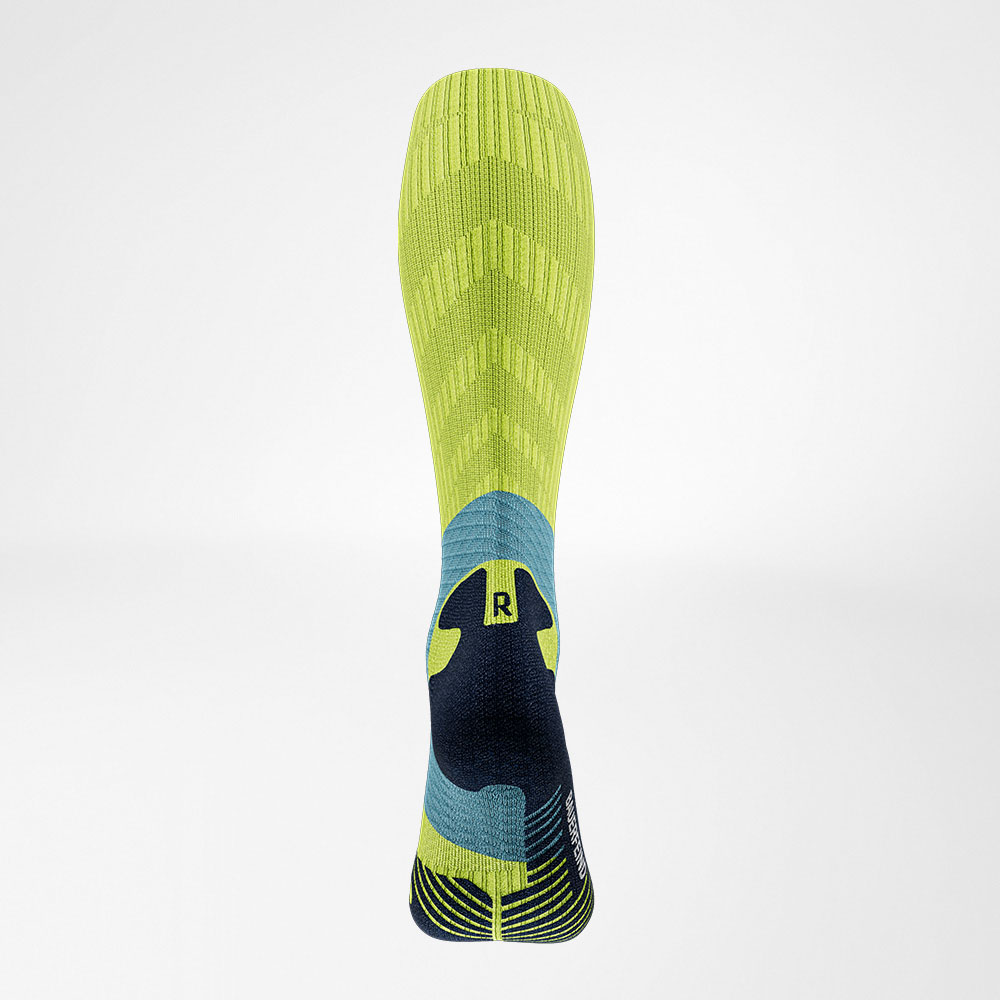 Trailrun-Laufsocken blau-gelb Hinteransicht Rückansicht der blau-gelben Trailrun - Laufsocken