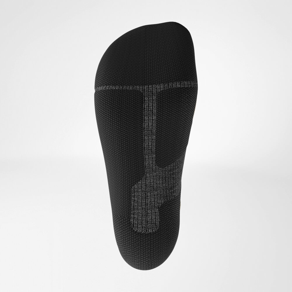 Detailansicht auf Relief Sole des grauen Sportsocken für Ski Alpine mit Merinowolle