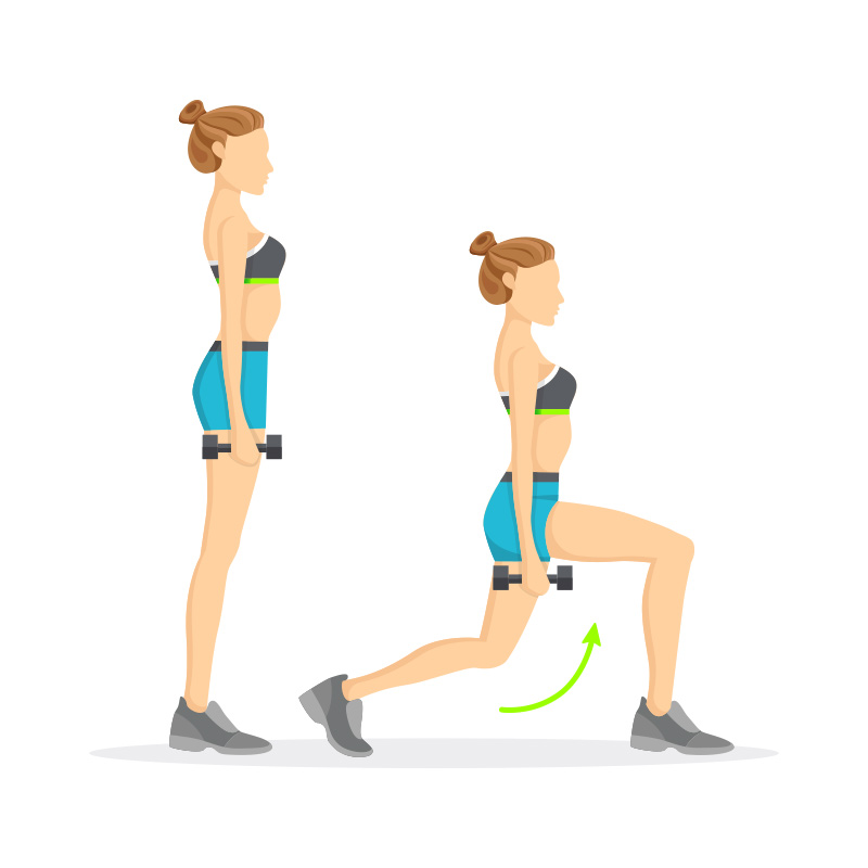 Tabata Übung für die Beine: Lunges Bildanleitung für Lunges als Zeichnung