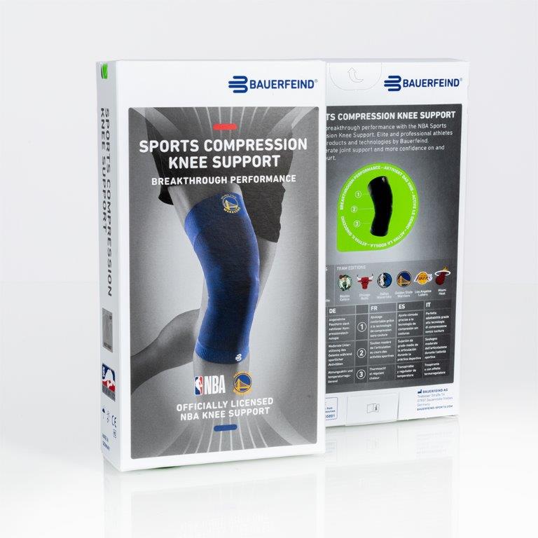 Compression Knee Support NBA Verpackung Warriors Verpackungsbild des Knee Sleeves NBA Mavericks