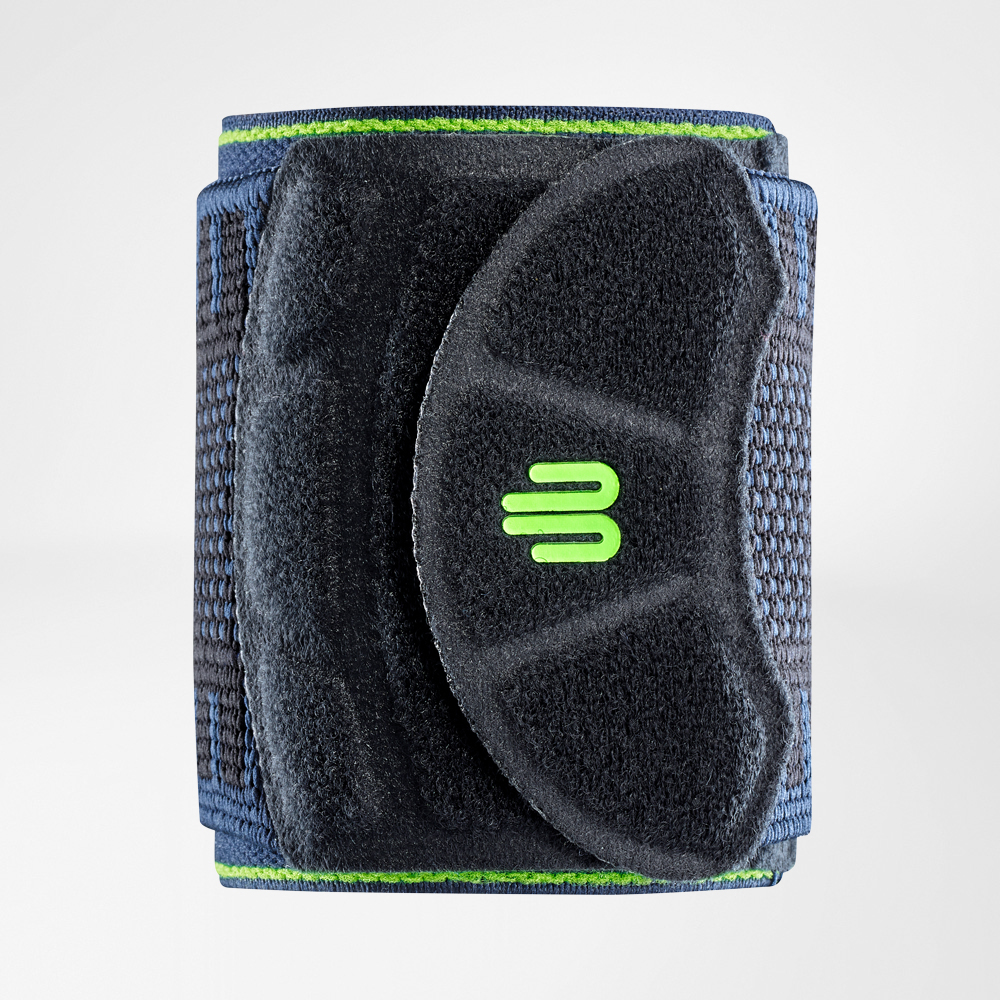 Handgelenkbandage schwarz Vorderansicht freigestellt Komplettansicht der schwarzen Handgelenkbandage Sport