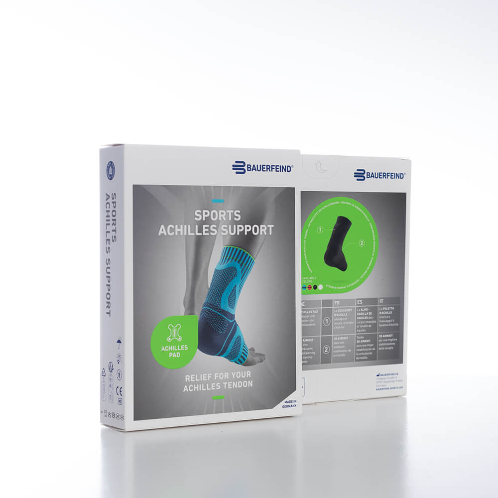 Achilles Support Verpackung Komplettansicht der weißen Verpackung der Achilles Support