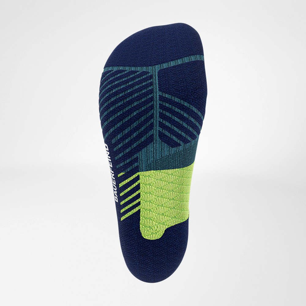 Trailrun - Laufsocken midnightteal Unteransicht Ansicht von unten - Detailansicht der Relief Sole der Trailrun - Laufsocken